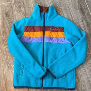 Cotopaxi womens size small Blue Fleece full zip classic Jacket with Stripes EUC